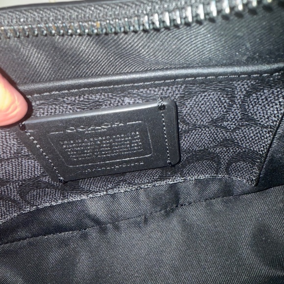 COACH Signature Coated Canvas Hobo Solid Black Crossbody - Picture 3 of 10